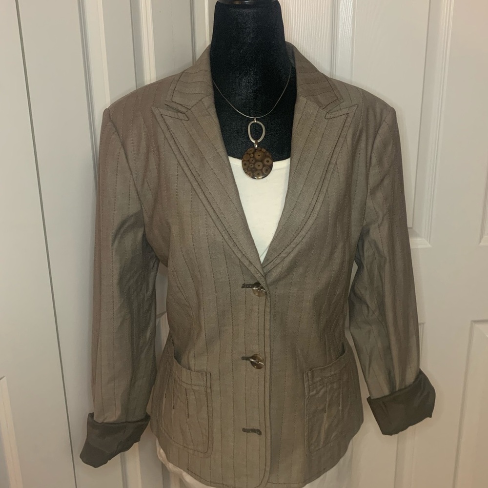 3/$20 Blazer Size 14 Pinstripes Tan/Brown